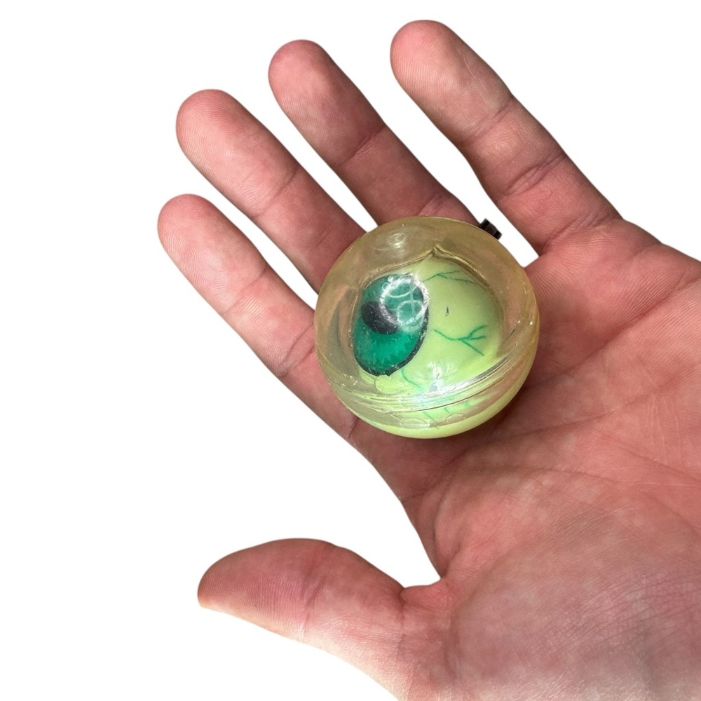 Vintage RARE 90’s Jet Ball Magic Glide Floating Flip Green Cat Eye Ball Toy